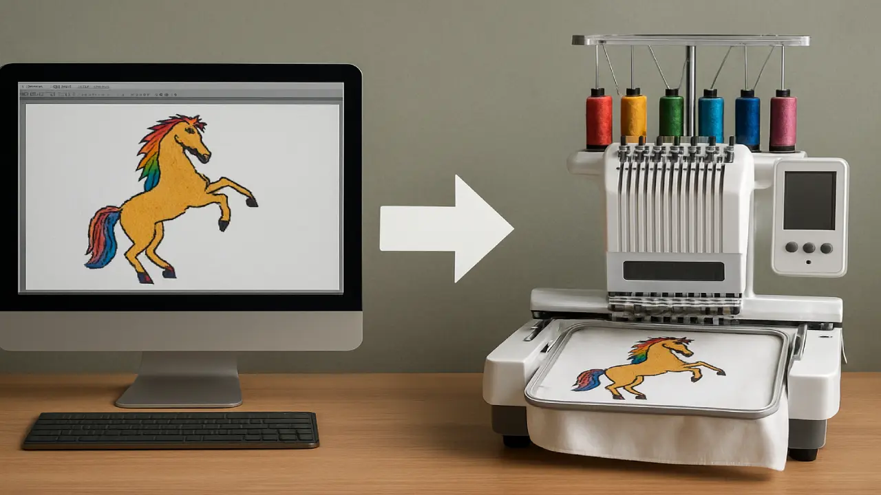 écran ordinateur transfert image broderie