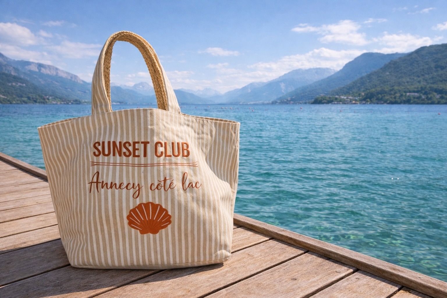 Annecy plage cabas large totebag sac cabas de plage au lac d'Annecy