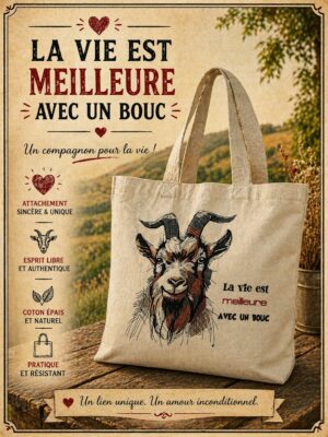 totebag coton avec une tête de bouc