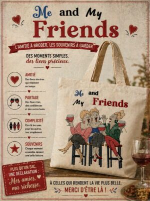 totebag en coton avec des filles qui sont copines et qui prennent l'apéro