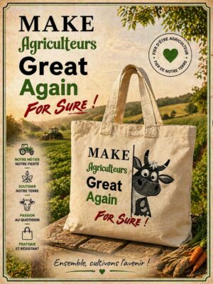 totebag maga agriculteur avec une vache en soutien
