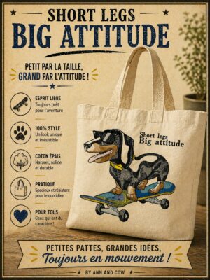 totebag teckel qui fait du skate