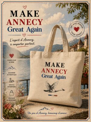 totebag coton maga annecy avec un cygne
