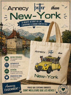 2cv avec des chats qui conduisent à annecy et disent que c'est mieux que new york