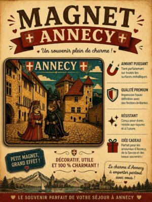 chateau d'annecy avec deux chats habillés époque
