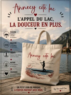 totebag sac d'une personne en paddle sur le lac d'annecy