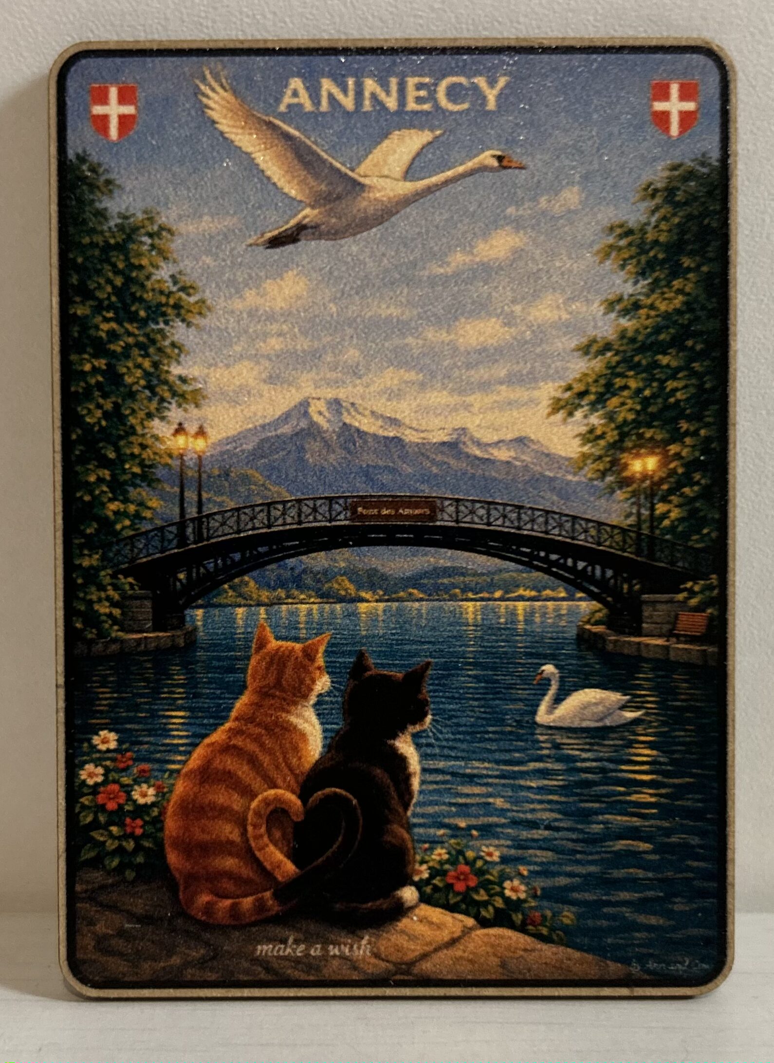 Magnet Annecy et son pont des amours vu par deux chats – Image 2
