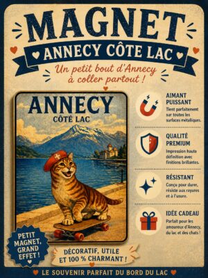 chat qui fait du skate au bord du lac d'annecy