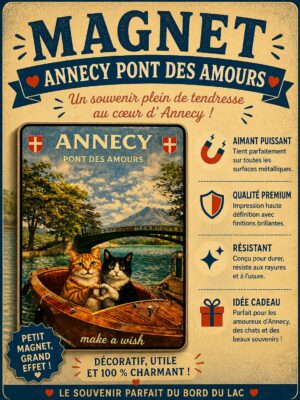 annecy pont des amours avec un chat dans une barque
