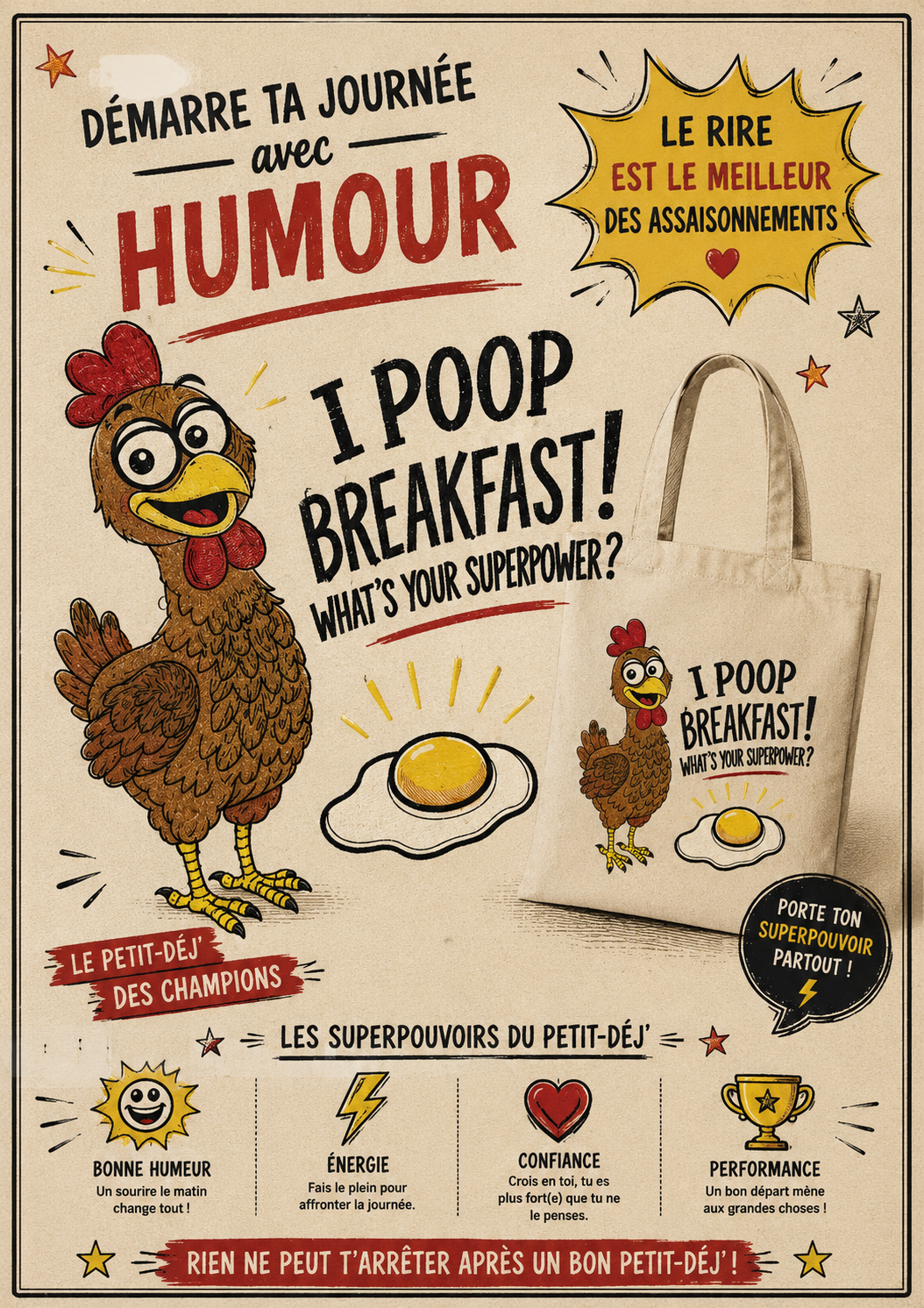 sac totebag coton d'une poule et d'un oeuf
