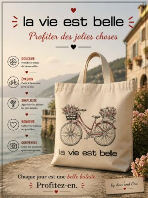 vélo avec des fleurs la vie est belle