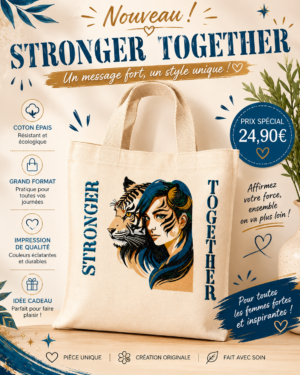 totebag sac cabas d'une fille mystique avec un tigre