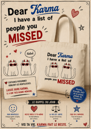 totebag avec des chats diablotins et le karma