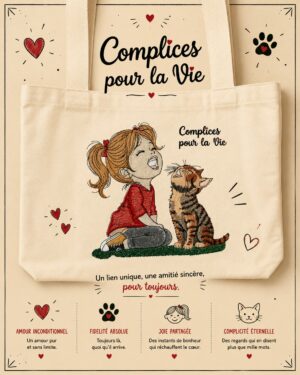 totebag sac cabas brdoé avec une petite fille et son chat