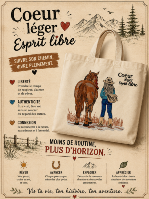 totebag sac cabas d'un cheval et d'une fille qui marchent