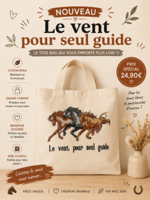 totebag sac cabas de trois chevaux au galop