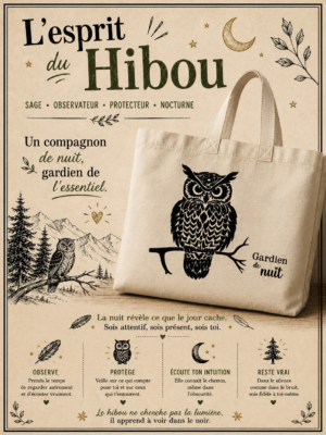 totebag sac cabas avec un hibou sur une branche