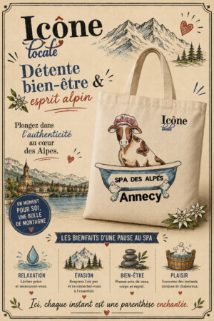 totebag sac en coton d'une vache dans une baignoire