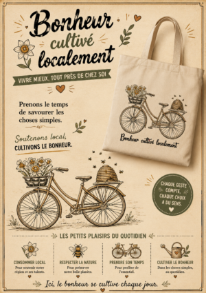sac cabas avec Vélo avec des abeilles et une ruche