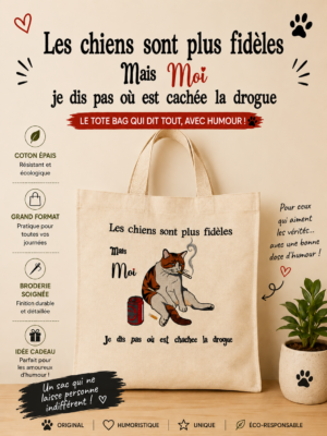 totebag sac cabas d'un chat qui fume une cigarette