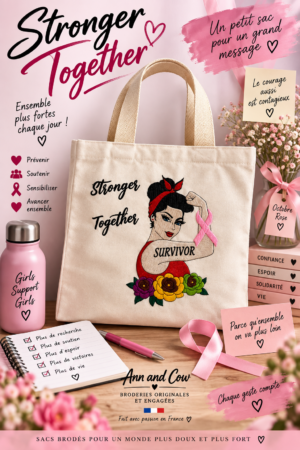 Totebag sac cabas d'une femme warrior qui lutte contre le cancer