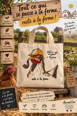 Totebag sac cabas d'une poule détective