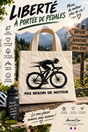 Totebag sac cabas en coton avec un vélo de course